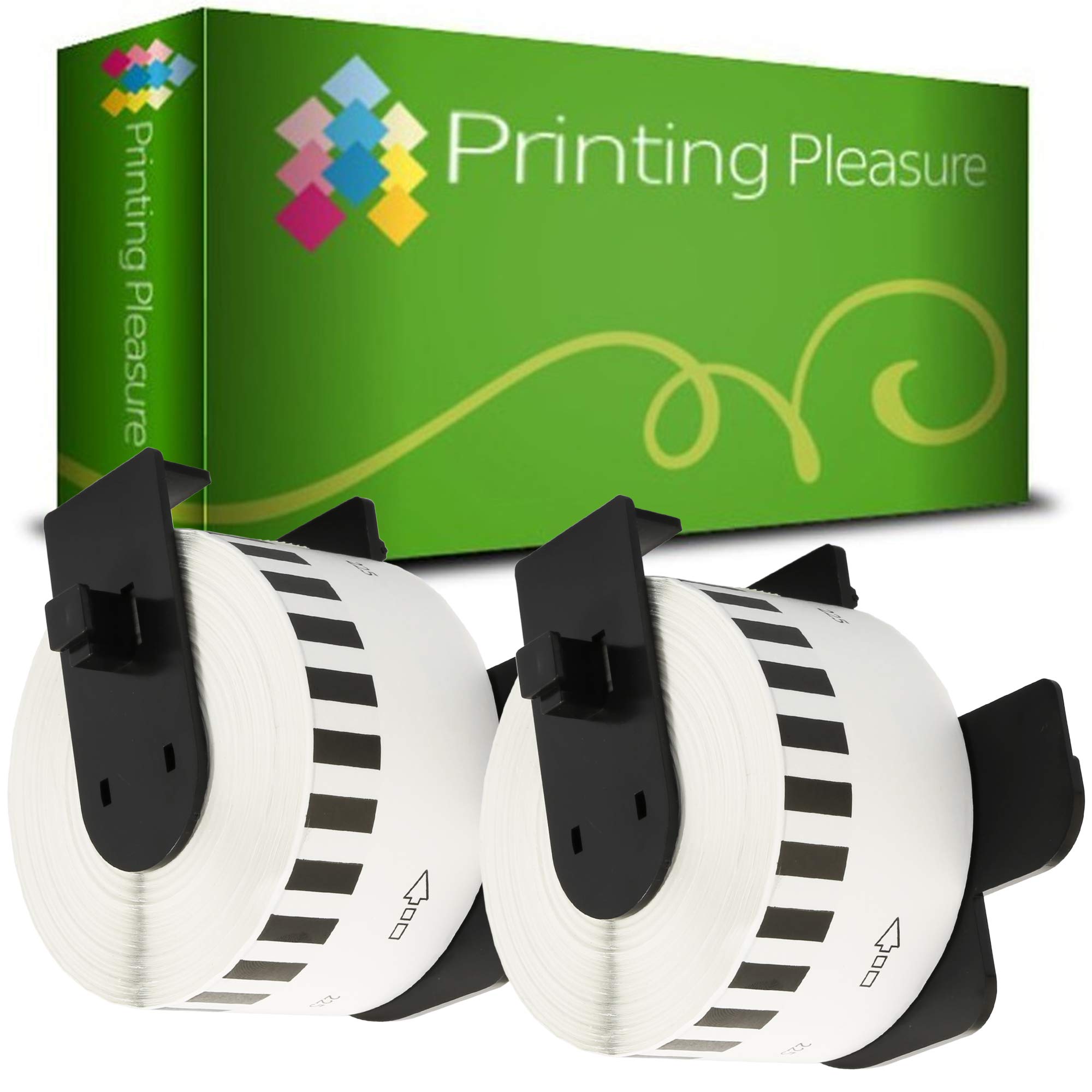 Printing Pleasure 2 x DK22225 Continuous Address Labels Compatible with P-Touch QL-500 QL-550 QL-570 QL-700 QL-720 QL-800 QL-810 QL-820 QL-1100 QL-1110 | 38mm x 30.48m | Thermal Paper Roll