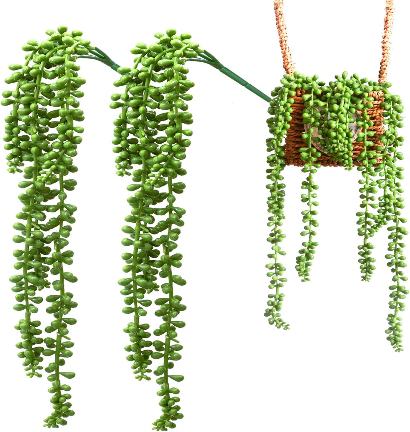 funvce 2pcs Artificial Hanging String of Pearls Plant, 10 inch Artificial Succulent Plants Fake