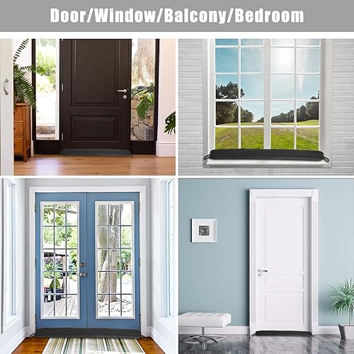 Miniatura 65 de Marwood Tope para debajo de la puerta, tapón de viento de 32 pulgadas para puerta y ventana, tapón de aire francés con peso para puerta delantera