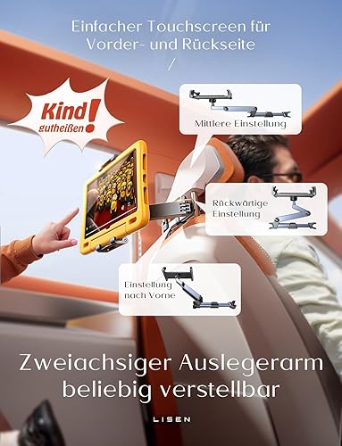 Miniatura 3 de LISEN Soporte extensible para tableta, iPad, asiento trasero para niños, soporte para reposacabezas de iPad para automóvil, viaje por carretera,