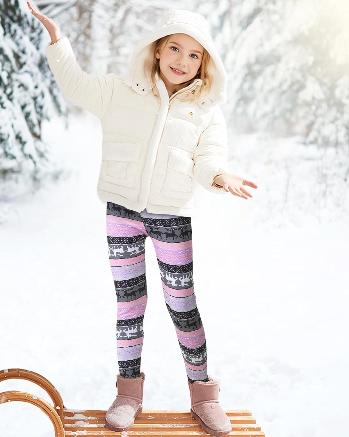 BOOPH Girl Winter Thick Warm Pant Printing Fleece Lined Legging Tight 2-12 Years - Image 7