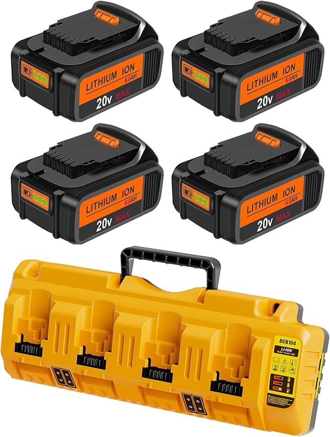 Charging Station Charger For A Dewalt Drill 4-Port Battery Charger DCB104  For Dewalt Tools 12V-20V Lithium Ion