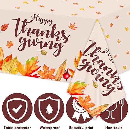 Miniatura 3 de ssailue decor Suministros para fiesta de Acción de Gracias, mantel de plástico desechable rectangular de otoño con hojas de arce y calabaza, para