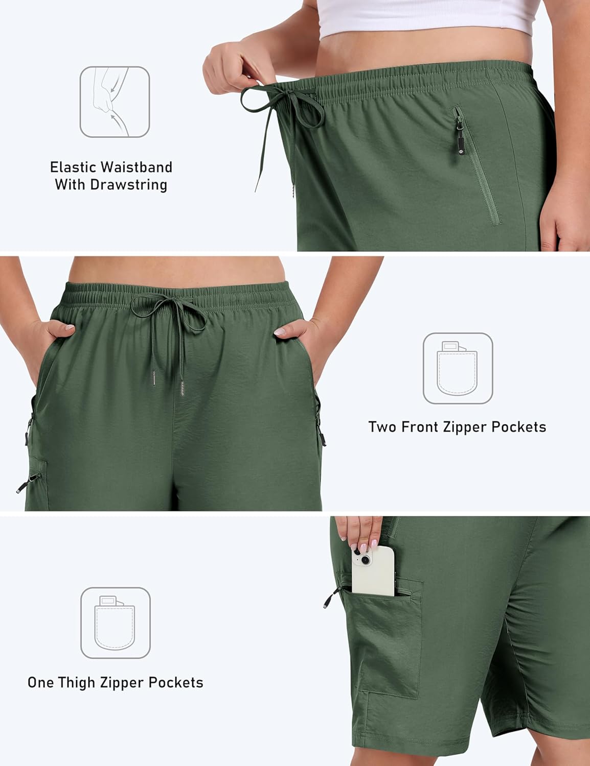 MoFiz Women's Plus Size Hiking Cargo Shorts Quick Dry Golf Active Shorts Lightweight Summer Shorts with Pockets - Image 4