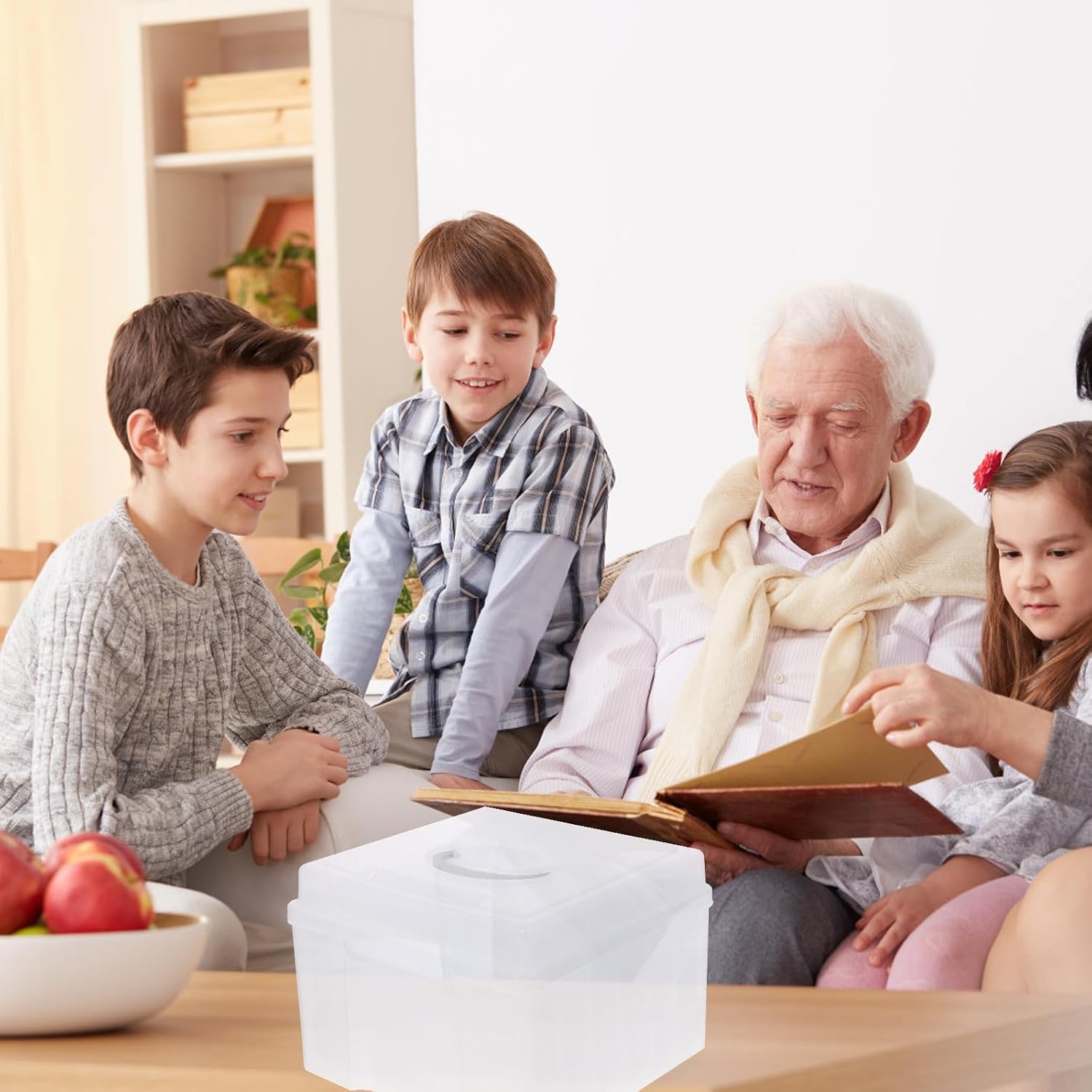 Multi-function Photo Storage Box with Handle 5x7 Inch Classified Organizing Container for Photos, Postcards, and Craft Supplies Storage