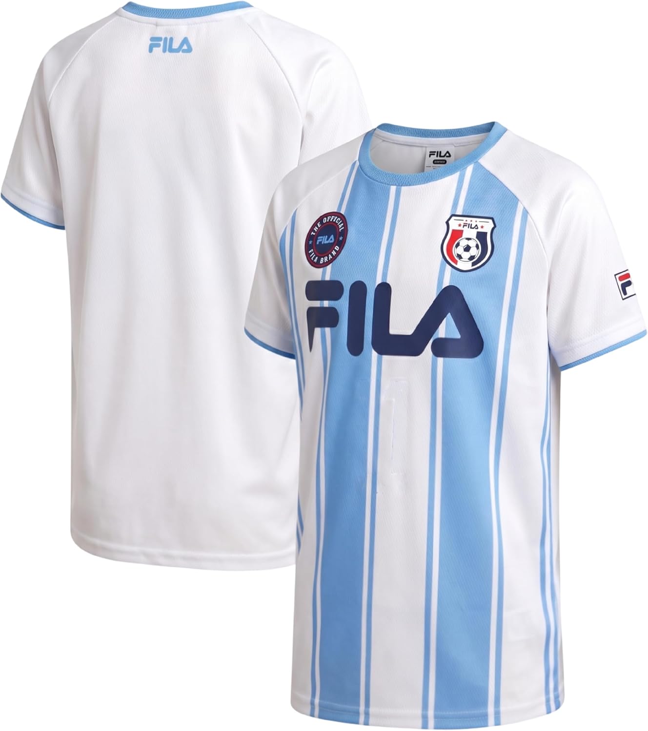Fila Boys Soccer Jersey Shirt - Kids Sports Performance Mesh Athletic Tops Short Sleeve Graphic Tees for Boys (Size: 8-20)