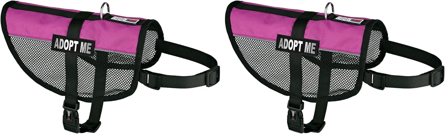 Dogline N0251-7-0231 MaxAire Mesh Vest for Dogs & 2 Removable Adopt Me Patches, 17 to 21"/Medium, Pink (Pack of 2)