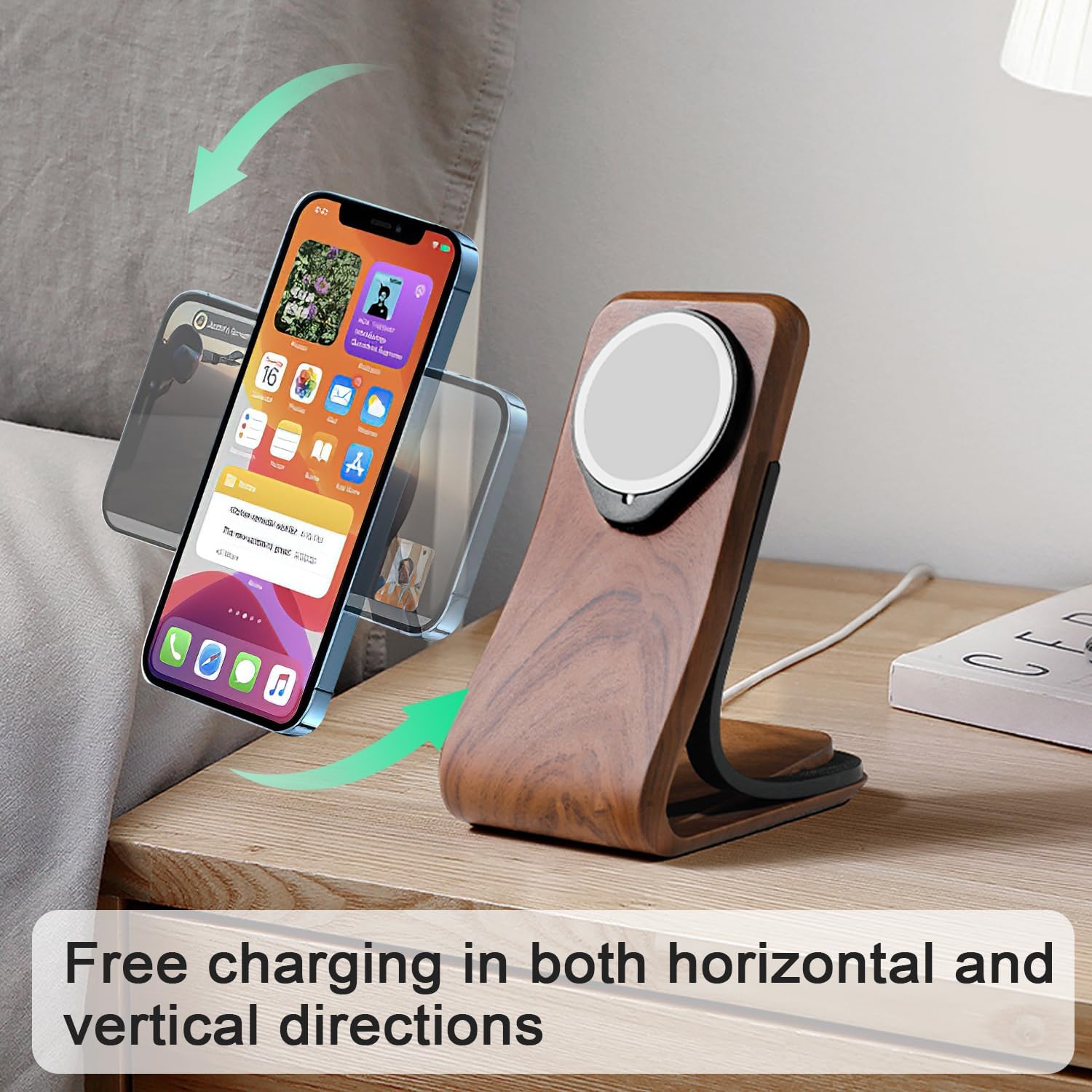 Magnetic Wireless Charger Stand for iPhone12,13,14,15,Vertical & Landscape Stand, Personalized Engraved Gift,Charger Not Included