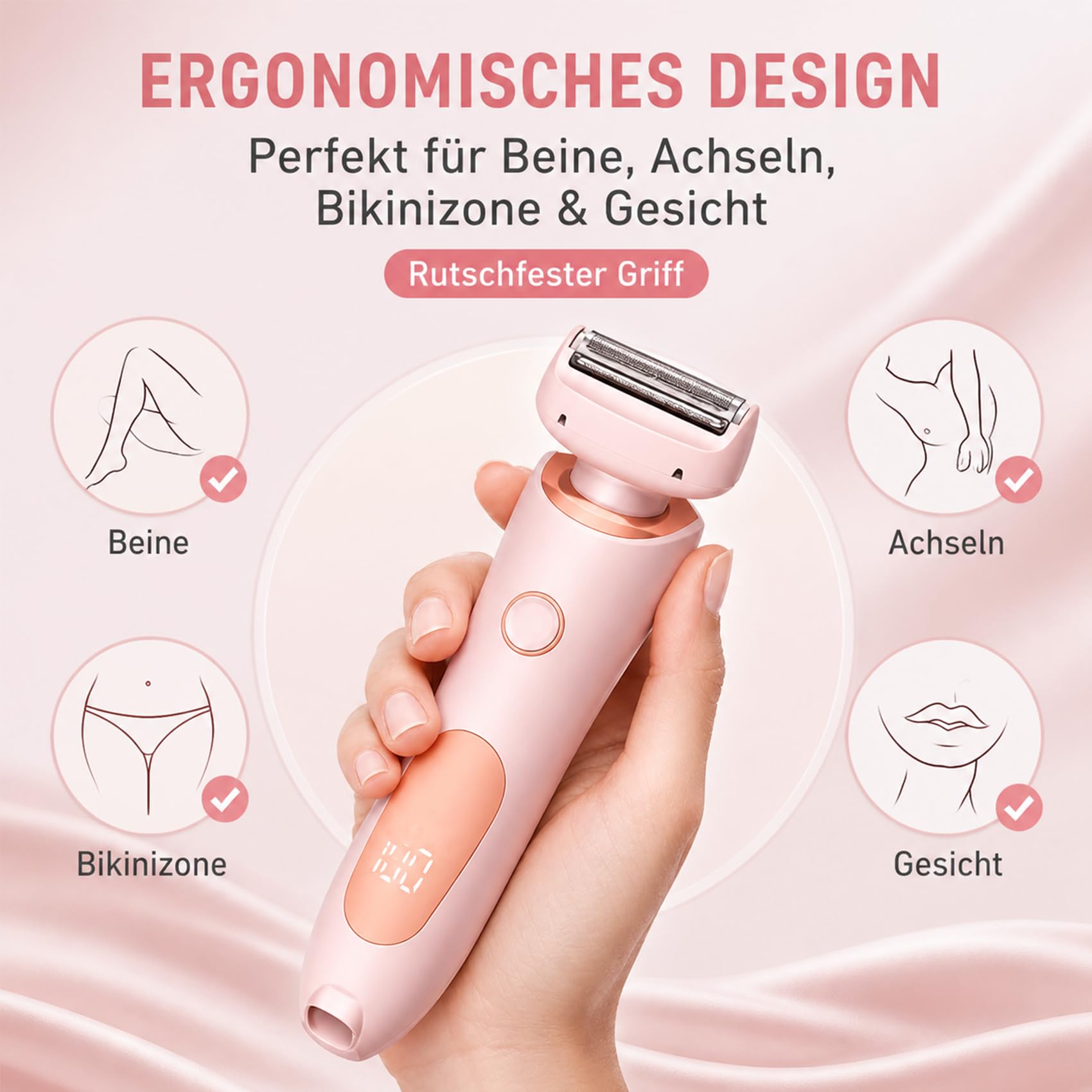 Boulina Rasierer Damen, 2-In-1 Glisse Pro Rasierer, Einfach Zu Reinigen, Sowohl für Den Nass- Als Auch für Den Trockengebrauch Geeignet für Beine, AchselhöHlen und Bikinizone (Blau*1)