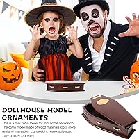 Vista 7 de LUOZZY Modelo de ataúd de madera en miniatura para casa de muñecas Mini ataúd Prop Halloween casa de muñecas accesorios decoración