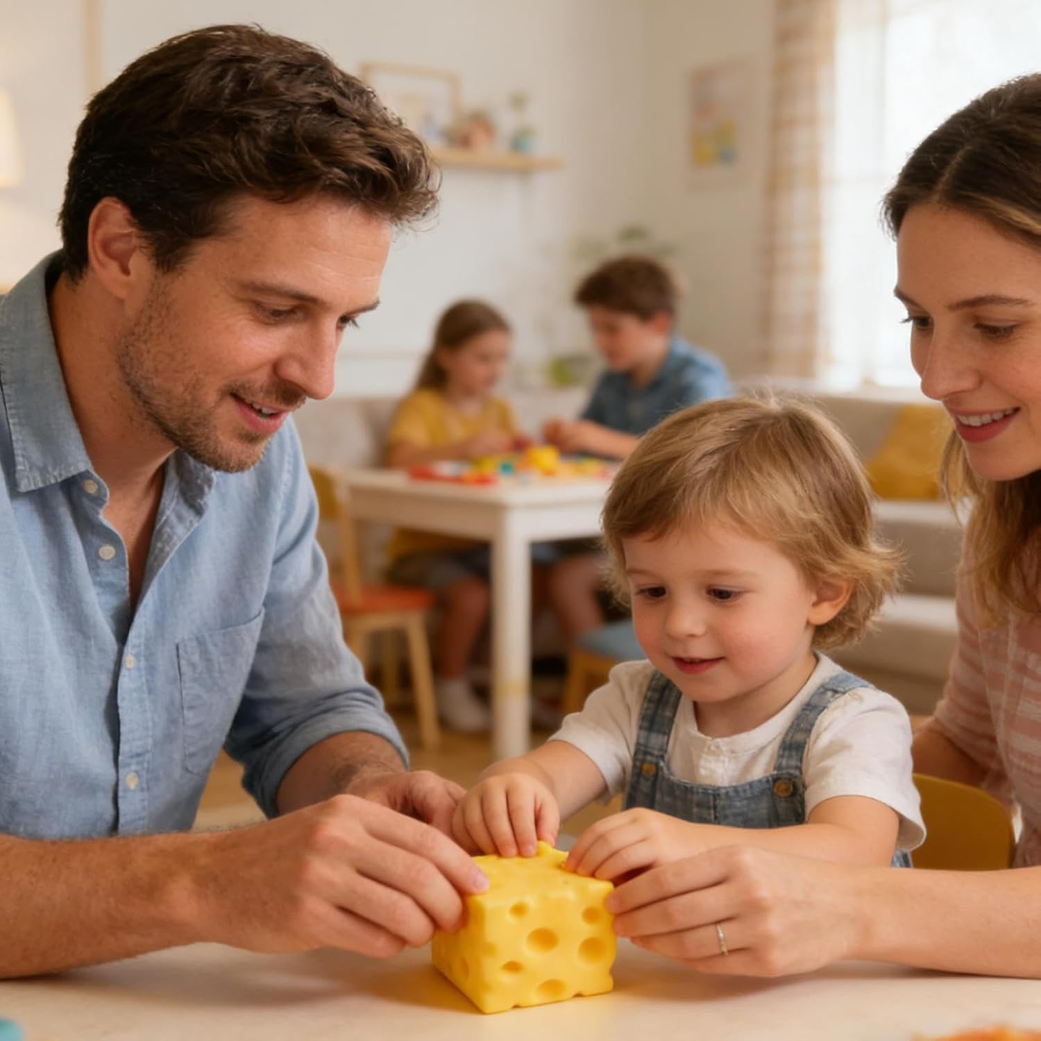 Big Cheese Squishy Cubes Sensory Toys Stress Relief Squeeze Cheese Block Stress Balls Squishy Fidget Toy Relax Aid Focus for Adults Kids Home School Travel