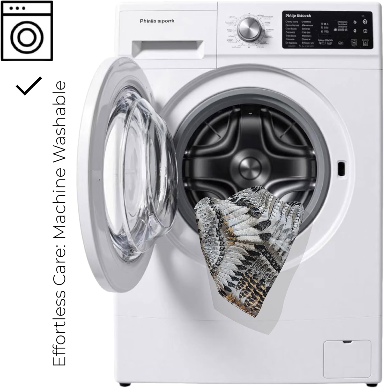 THE-TINOART Grey Bohemian Feather Jacquard Pillow Cover, Multi-Color Abstract Square Accent Pillow Cover for Sofa & Bed, 18x18 Inch - Image 6