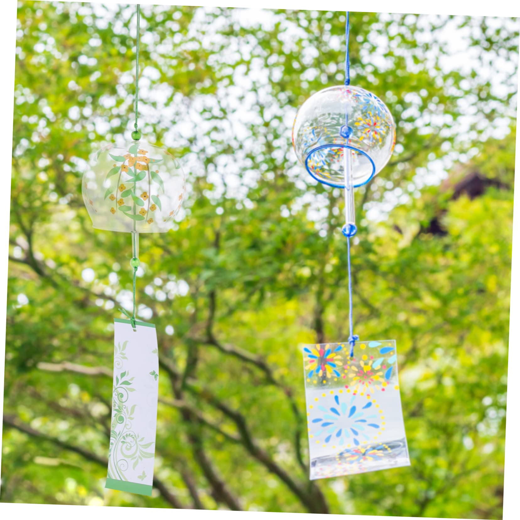 Abaodam Campanelli Vento in Vetro 4 Pezzi per Decorazioni da Giardino e Cortile, Sospesi per Ambiente Rilassante Stile Semplice e Moderno