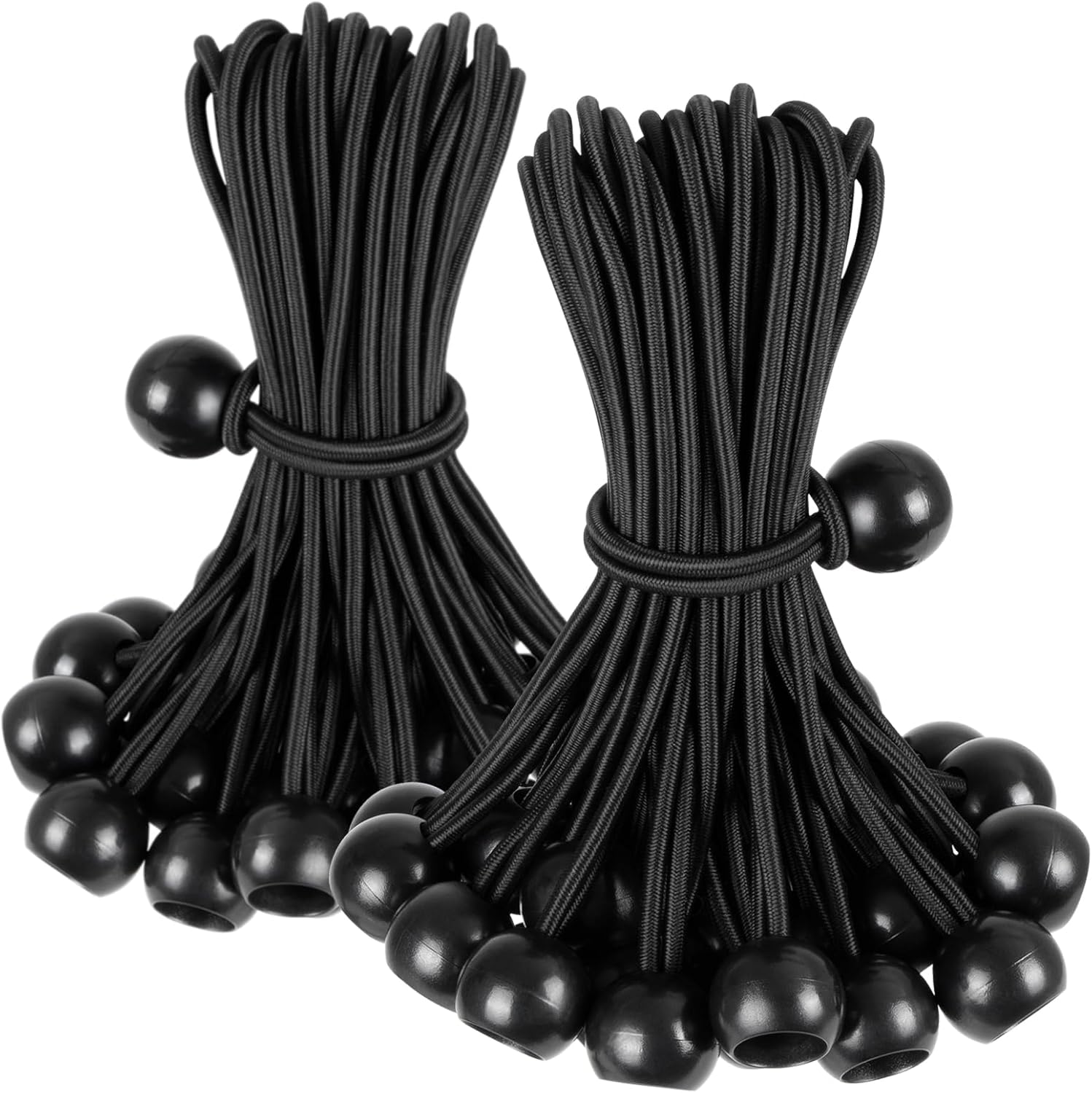 Bungee Cords With Balls 6 IN, 100 PCS Heavy Duty Black Bungee Cord Straps | Bungee Balls | Bungee Ties With Balls For Tents & Flag Pole