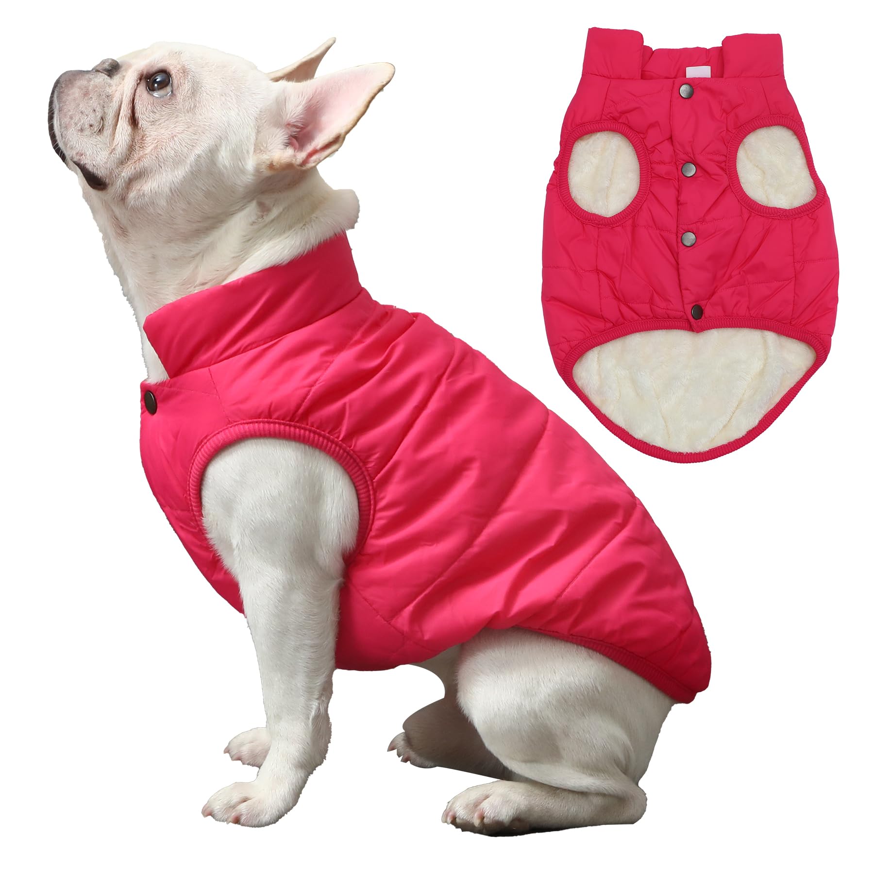 JoyDaog 2 Layers Fleece Lined Warm Dog Jacket for Puppy Winter Cold Weather,Soft Windproof Small Dog Coat,Pink M
