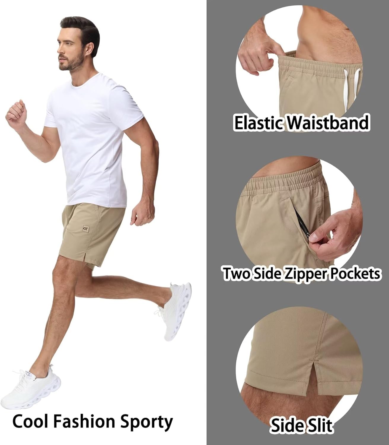 Yundobop Men's Casual 7 Inch Shorts Twill Drawstring Summer Beach Stretch Golf Shorts with Zipper Pockets - Image 4