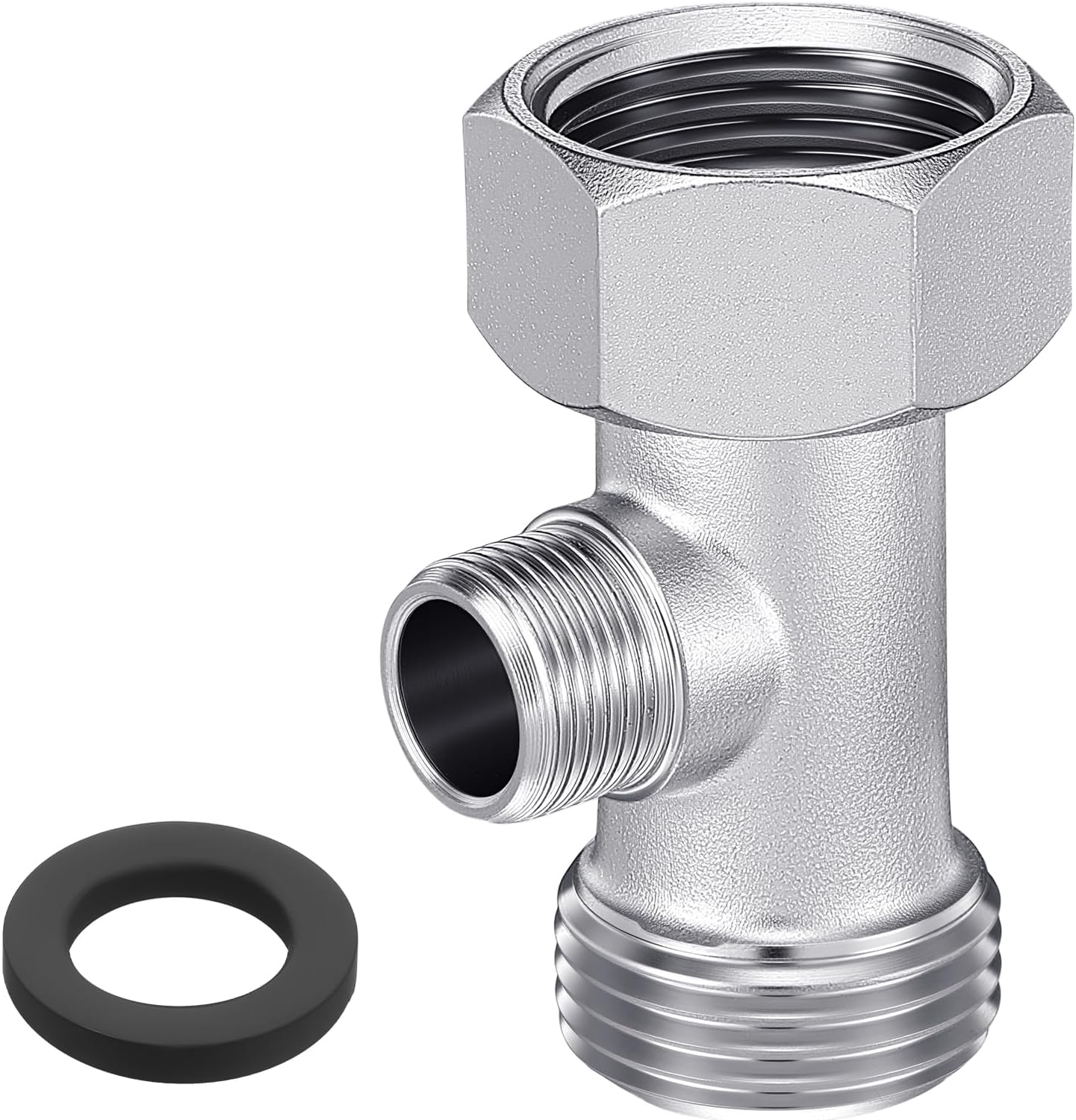 Bidet T Adapter, 3 Way Adapter Rubber Ring Copper Tee Connector 7/8x7/8x3/8" Toilet Faucet Splitter Shower Head Splitter Shower Diverter Valve for Sprayer Faucet Bidet Hose RV Home Plumbing