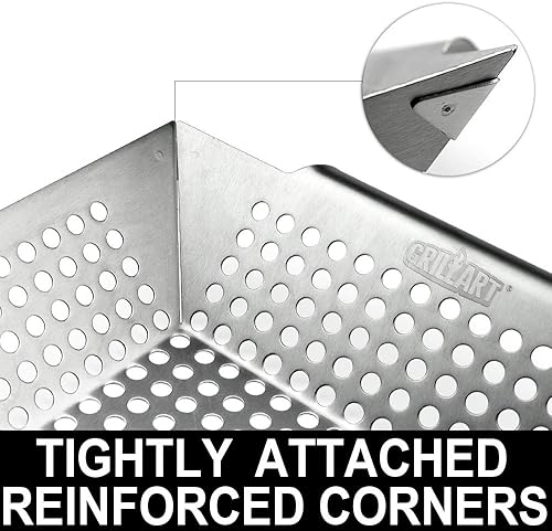Miniatura 4 de GRILLART Cesta de parrilla resistente y grande para parrilla al aire libre y verduras, cesta de parrilla de acero inoxidable, canasta duradera para