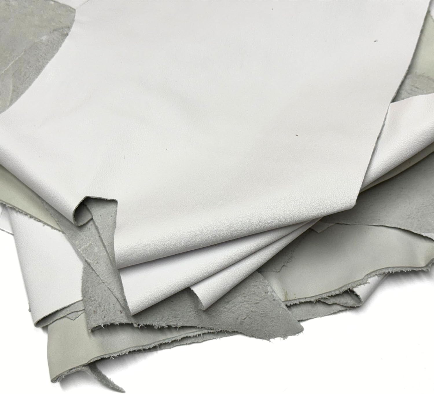 Leather for Crafts Scraps Upholstery Leather - Genuine Leather Scraps for Bag, Purse Leather Wallets and Cases - White 2-3 oz