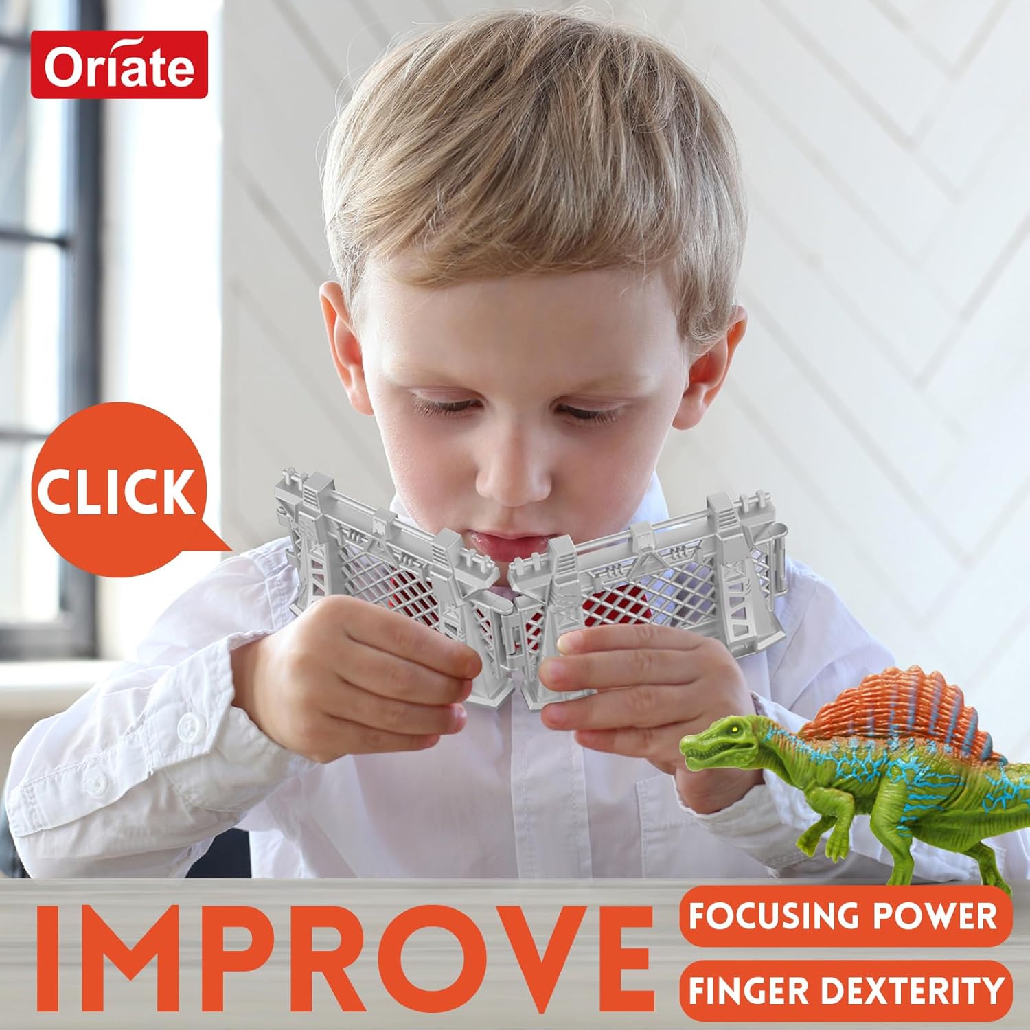 Oriate 12PCS Mini Dinosaurs Figures Figurines Toys for Kids 3-5 5-7, Capture n Escape Dino World Playset, Including 6 Dinosaur Fences, Realistic Jurassic Sets for Kids Birthday Gifts Cake Topper