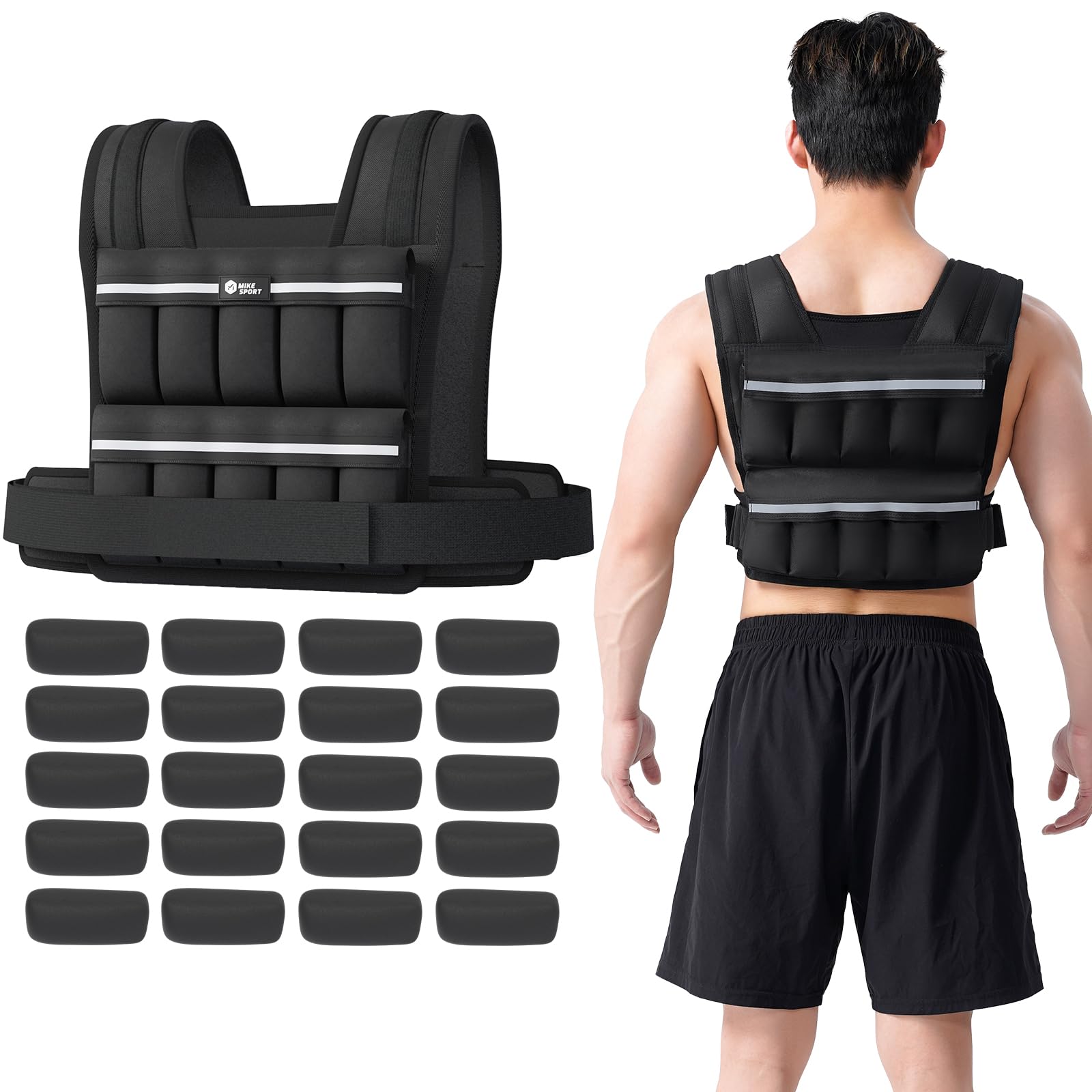 Adjustable Weighted Vest for Women and Men 20lbs 30lbs Rucking Vest for Walking 20 In 1 Fast Adjust
