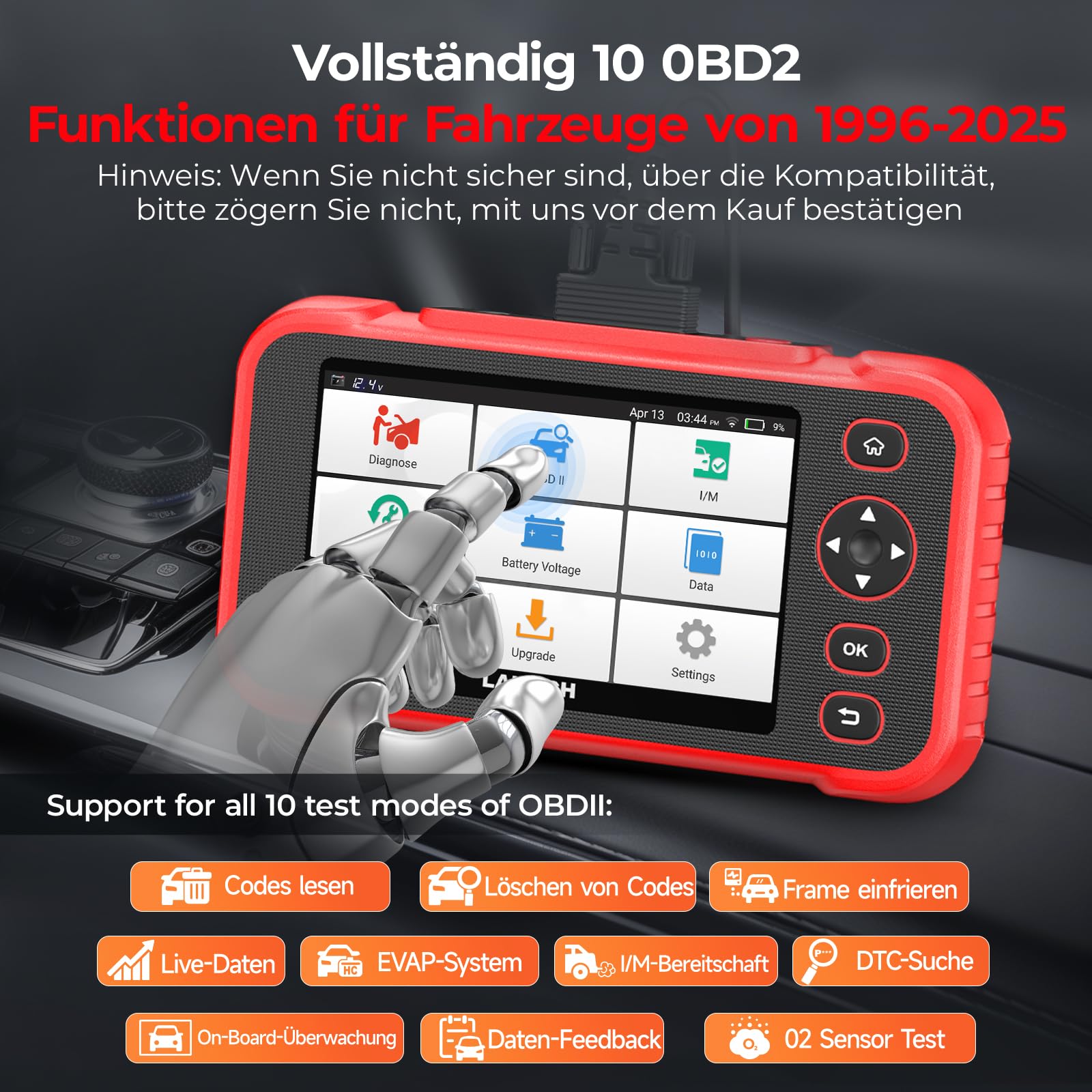 Launch CRP123I V3.0 OBD2 Diagnosegerät Auto, 4 Systeme Auslesegerät Auto, Launch Diagnosegerät mit Öl/EPB/DPF/SAS/BAS/BMS/Drosselklappe Reset, Auto VIN, Batterie-Test, Lebenslanges Update Scan Tool