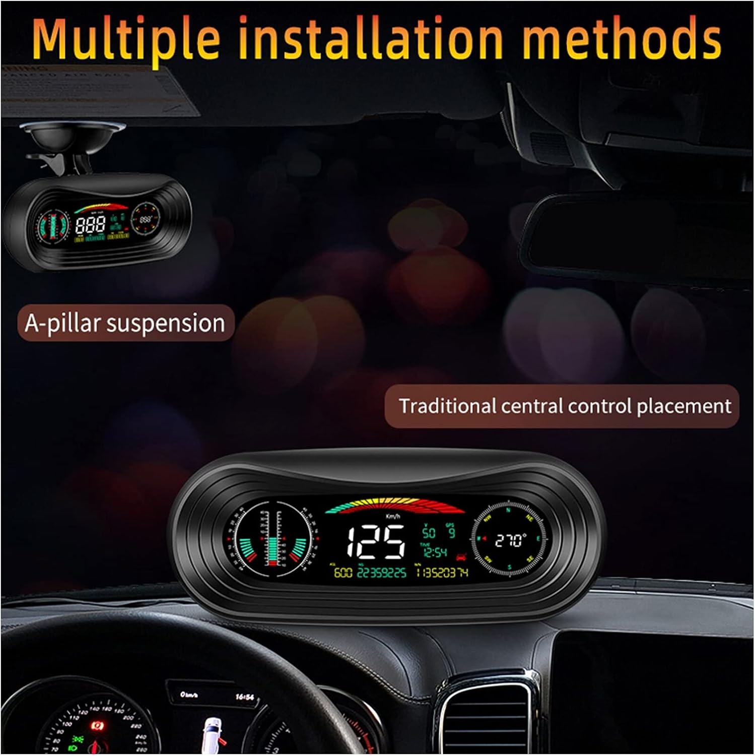 Anti Fatigue Drive GPS Driving Head Up Display Inclinometer Latitude Hud Display Car OBD Speedometer Windshield Speed Projector