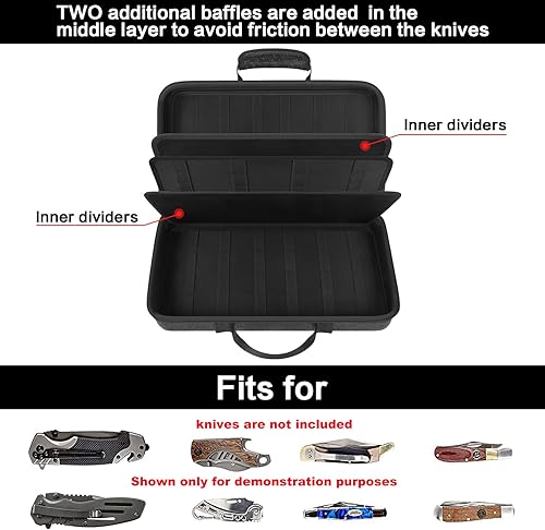 Miniatura 10 de Estuche de exhibición de cuchillos para más de 64 cuchillos de bolsillo, fundas plegables para cuchillos para colecciones, soporte de bolsa de