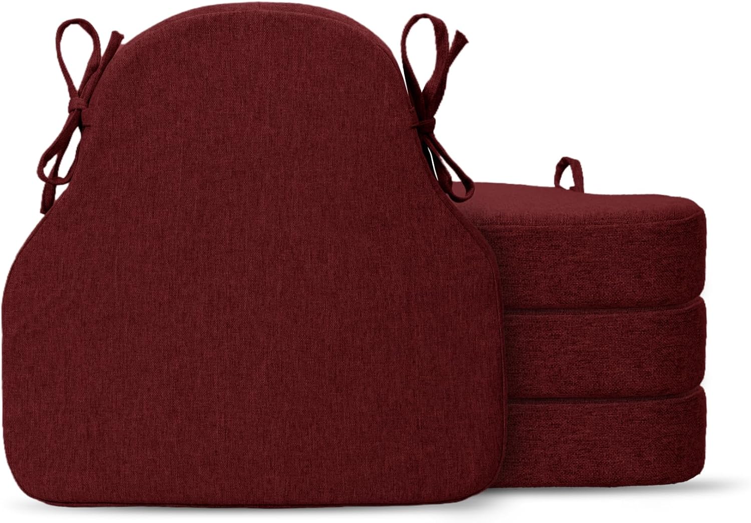 Chair Cushions for Dining Chairs Set of 4, High-Resilience Thick Seat Cushion for Kitchen, Outdoor, Office, Indoor, Non Slip Seat Pads with Washable Cover, Ties, 17"x16"x2", Green