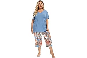 Floral Mexican Style Plus Size Pajamas Capri Set