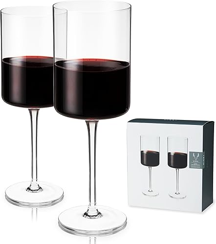 Viski Laurel - Copas de vino tinto con tallo de cristal, cristalería para vino o cócteles, apto para lavavajillas, 18 onzas, juego de 2