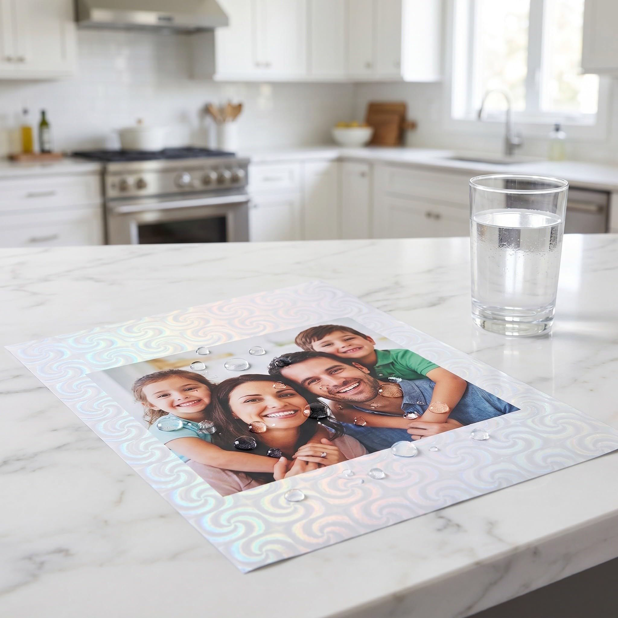 Kisangel 20 hojas de papel adhesivo holográfico para impresoras de inyección de tinta y láser - Impermeable y autoadhesivo - Tamaño A4 (28 x 21,5 cm) - Papel imprimible para decoración del hogar y