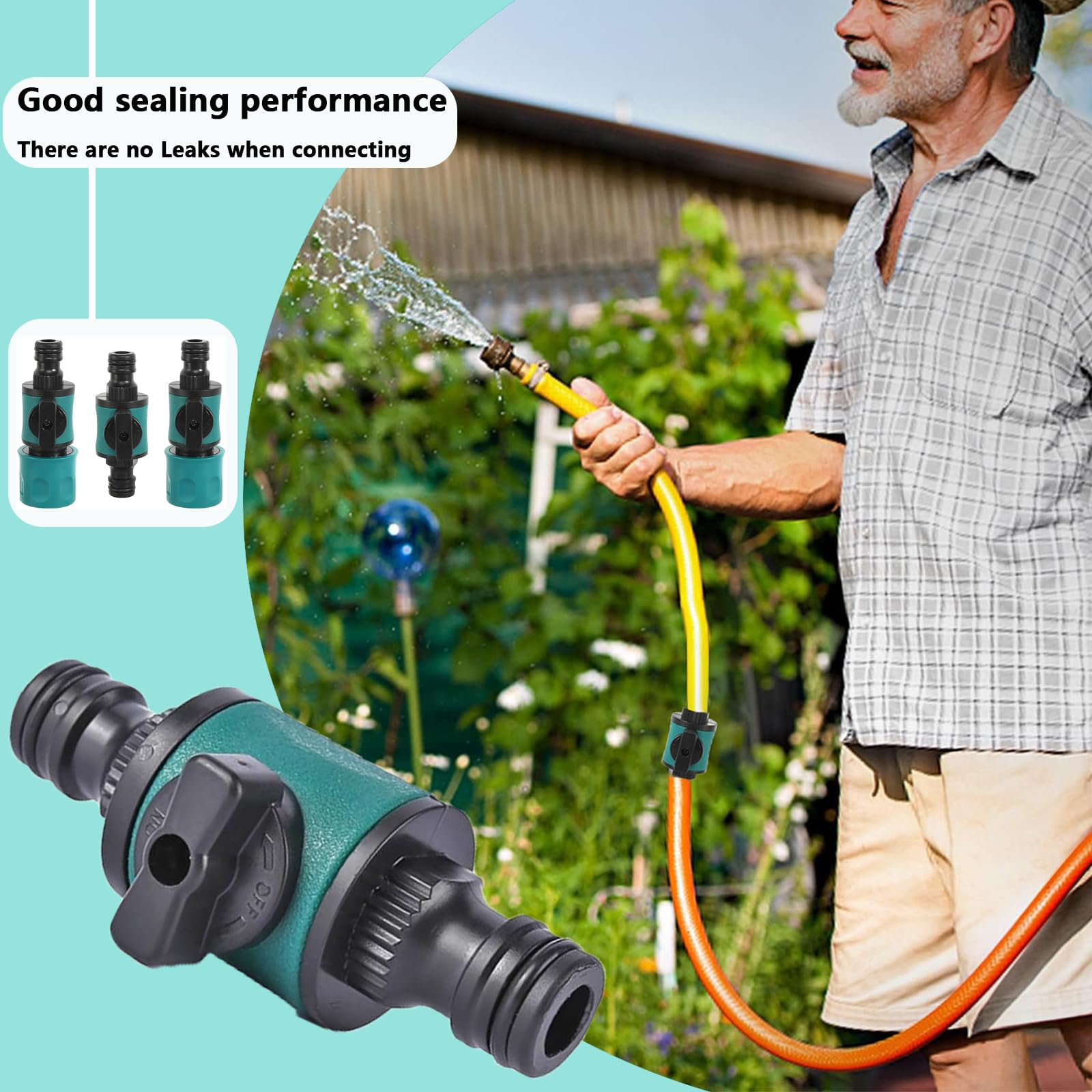 2 Raccordi Per Tubo Da Giardino Con Valvola Di Regolazione, Connettori A Innesto 1/2" E 3/4", Antiscivolo