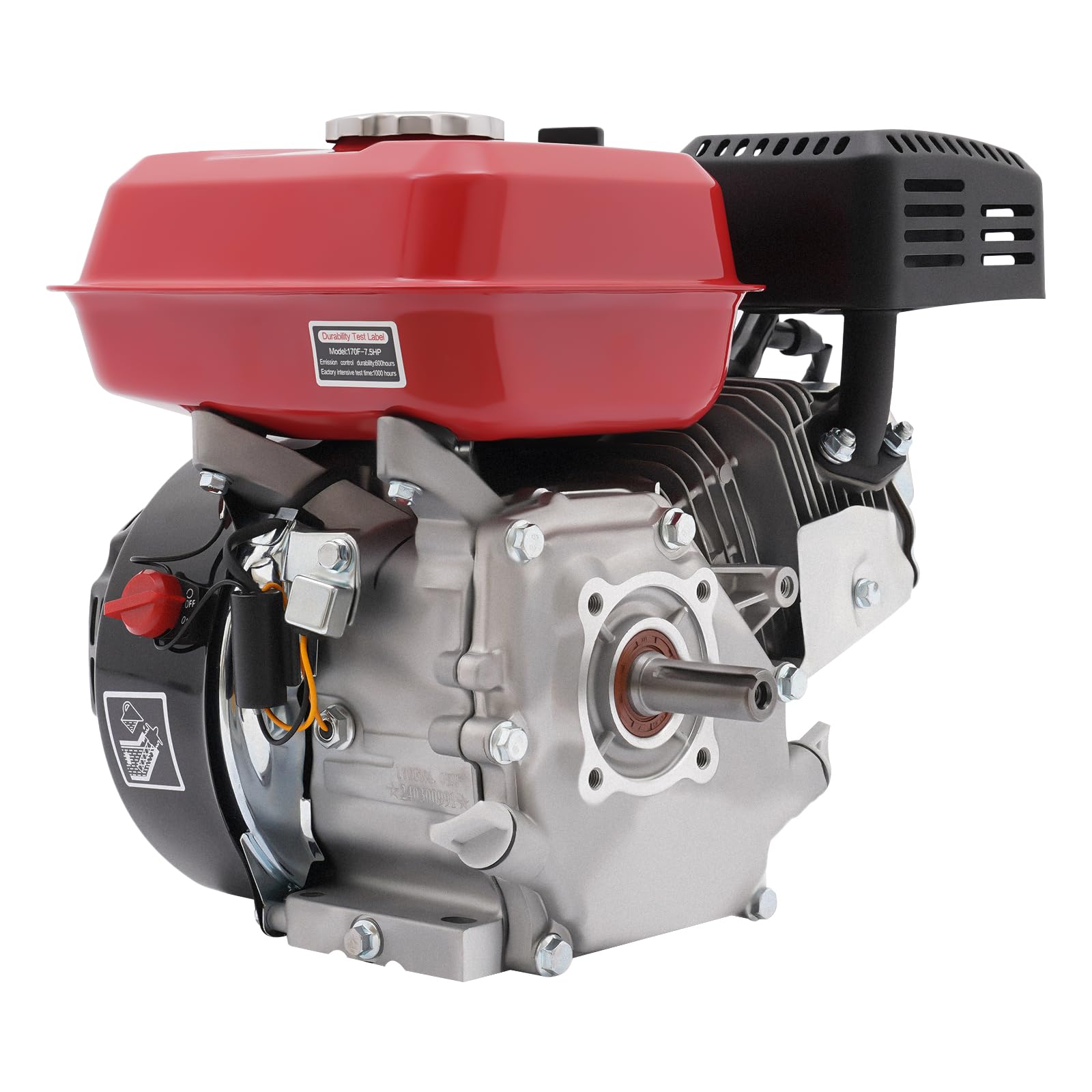 Motor de gasolina de 7,5 CV de 4 tiempos, motor industrial Go Kart, motor de arranque manual, motor silencioso de pie, motor de 4000W con refrigeración por aire para bombas de agua, generadores, karts