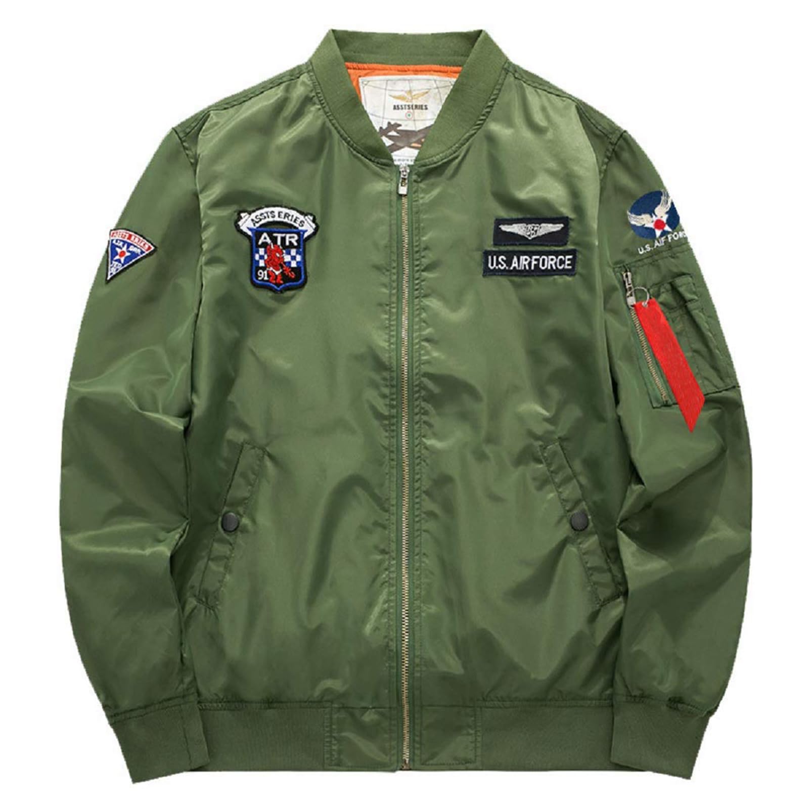 CORIRESHA Mens Apollo NASA Patches Slim Fit Bomber Jackets Windbreaker