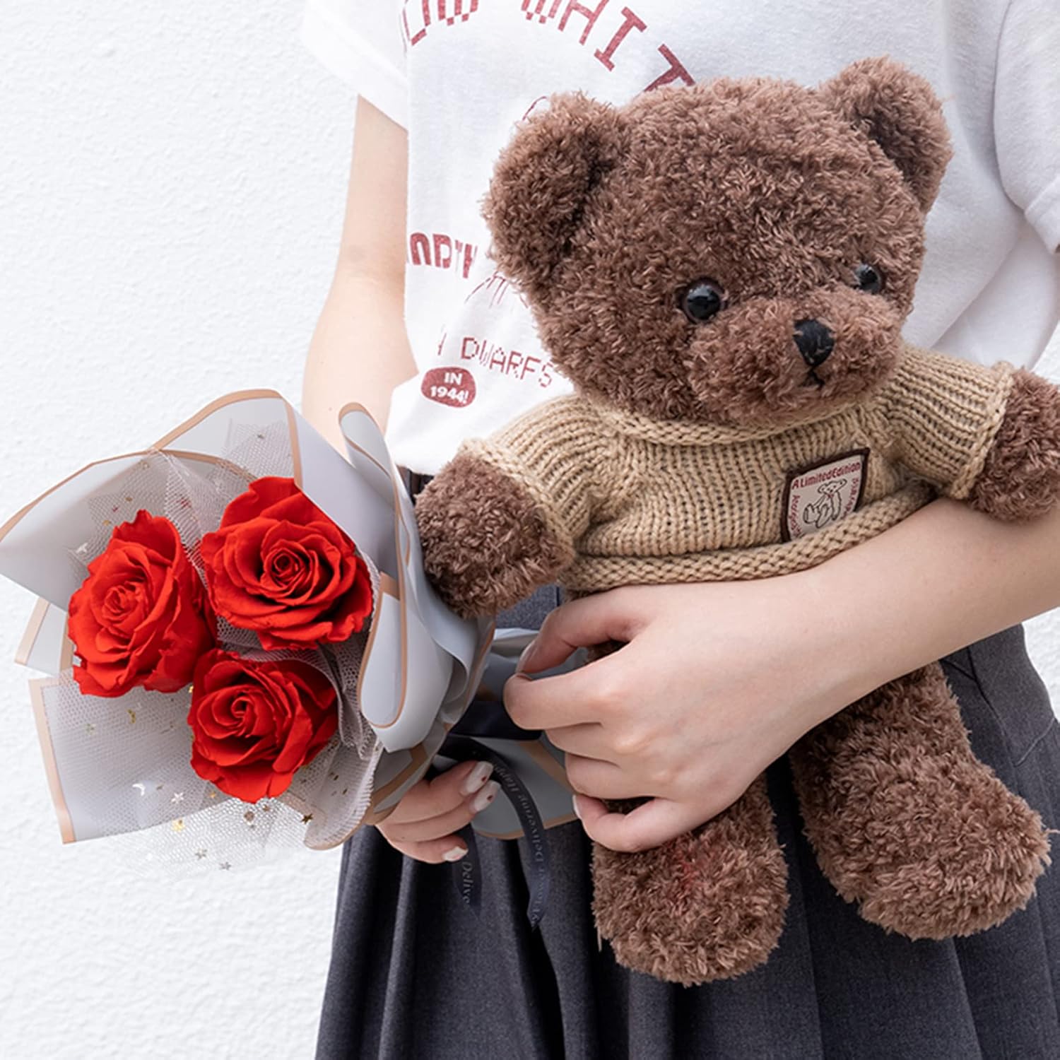 プリザーブドフラワー テディベア 花束 ぬいぐるみ バレンタイン 赤