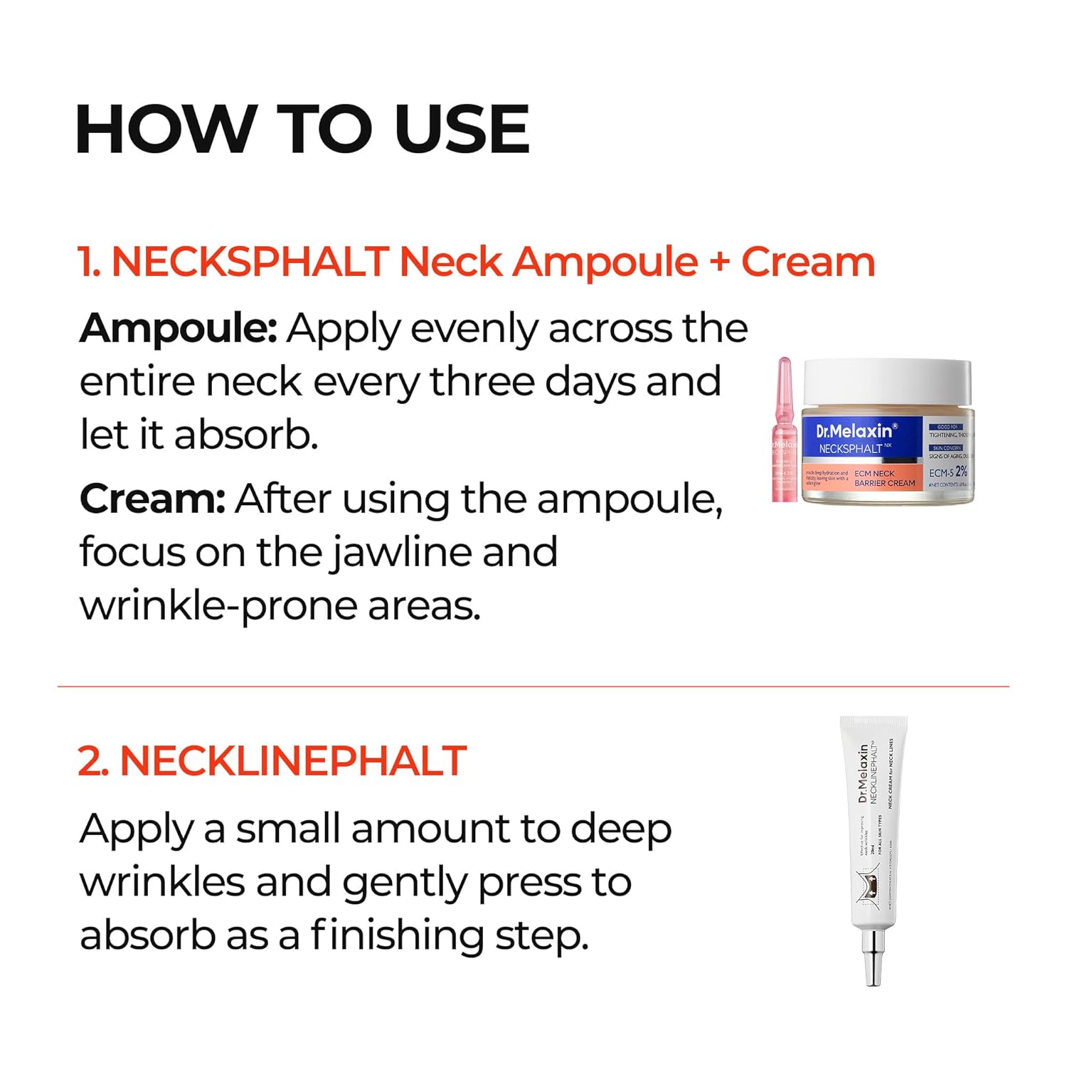 Dr. Melaxin Neck Care Cream Set, Volume Lifting Treatment, Necklinephalt and Necksphalt Formula korean skin care