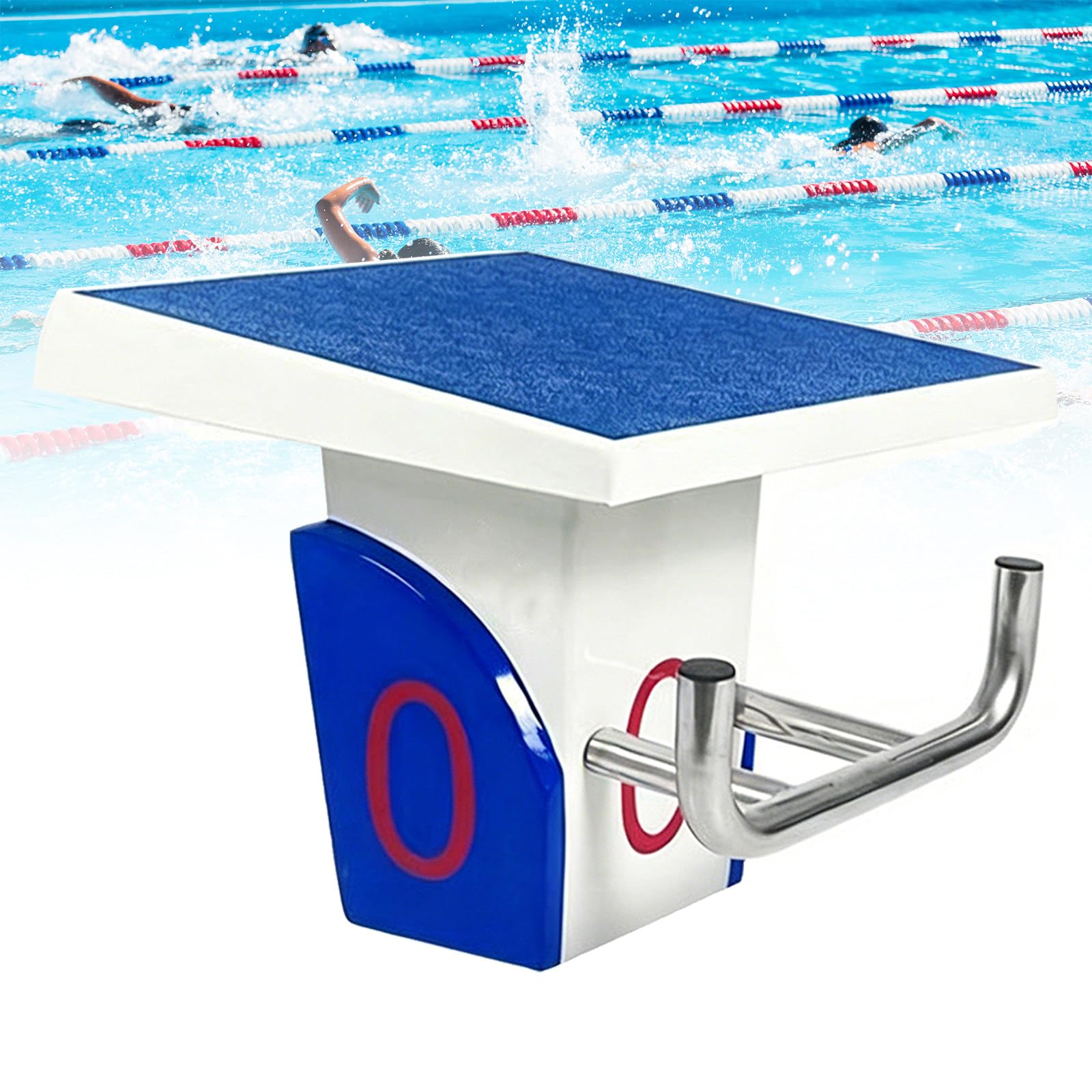 Tavola da immersione resistente, piattaforma standard per immersioni in piscina, base in acciaio inox, superficie antiscivolo, design inclinato a 15° per stadi, piscine private e uso commerciale