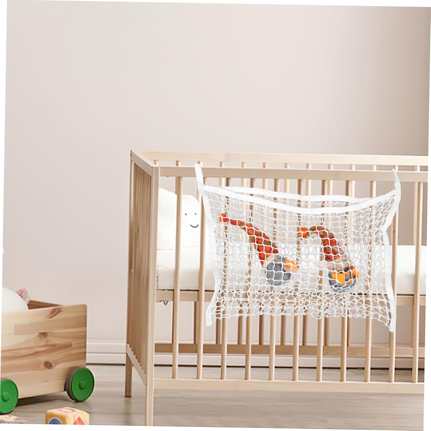 Levemolo Boho Toy Storage Net Chic Hanging Organizer for Boys and Girls Room Bathroom Versatile Mesh Bag for Toys Books Clothes Easy Installation Stylish Decor White