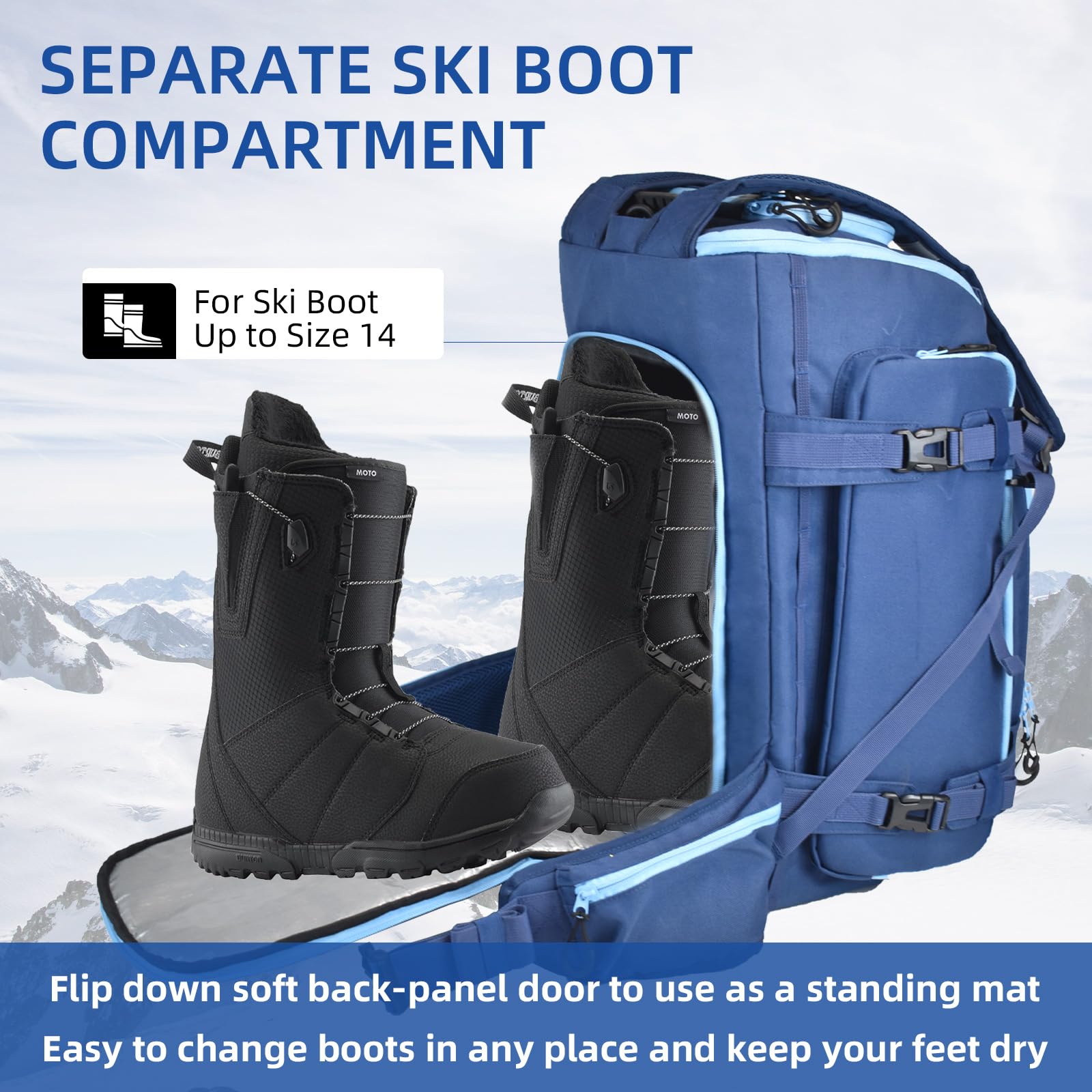 AUMTISC Mochila para Botas de esquí, Bolsas para Botas de esquí Acolchadas y Bolsas para Casco para Viajes aéreos, Equipo de esquí, Gafas, Guantes, esquí y Snowboard