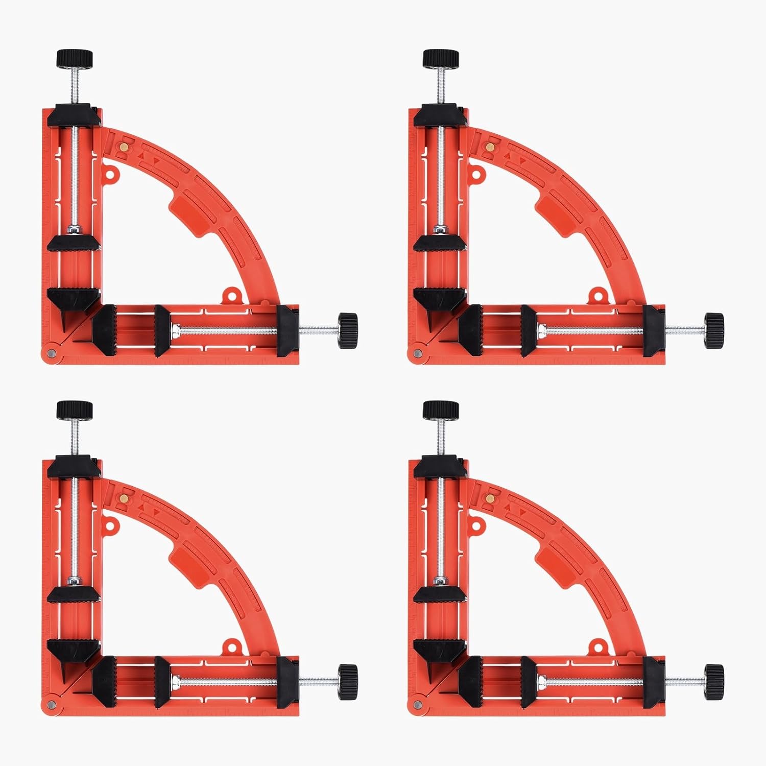 HARFINGTON 4Pcs Right Angle Clamp 7.48"(190mm) ABS Plastic 30-90 Degree Adjustable Woodworking Corner Clamp Photo Frame Vise Fixture Tools for Home Improvement Wooden DIY Projects, Red