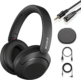 Sony Wireless Noise Cancelling Headphones WH-XB910N Over Ear Bluetooth Headset + NeeGo 3.5mm Headphone Extension