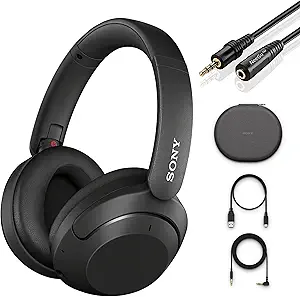 Sony Wireless Noise Cancelling Headphones WH-XB910N Over Ear Bluetooth Headset + NeeGo 3.5mm Headphone Extension
