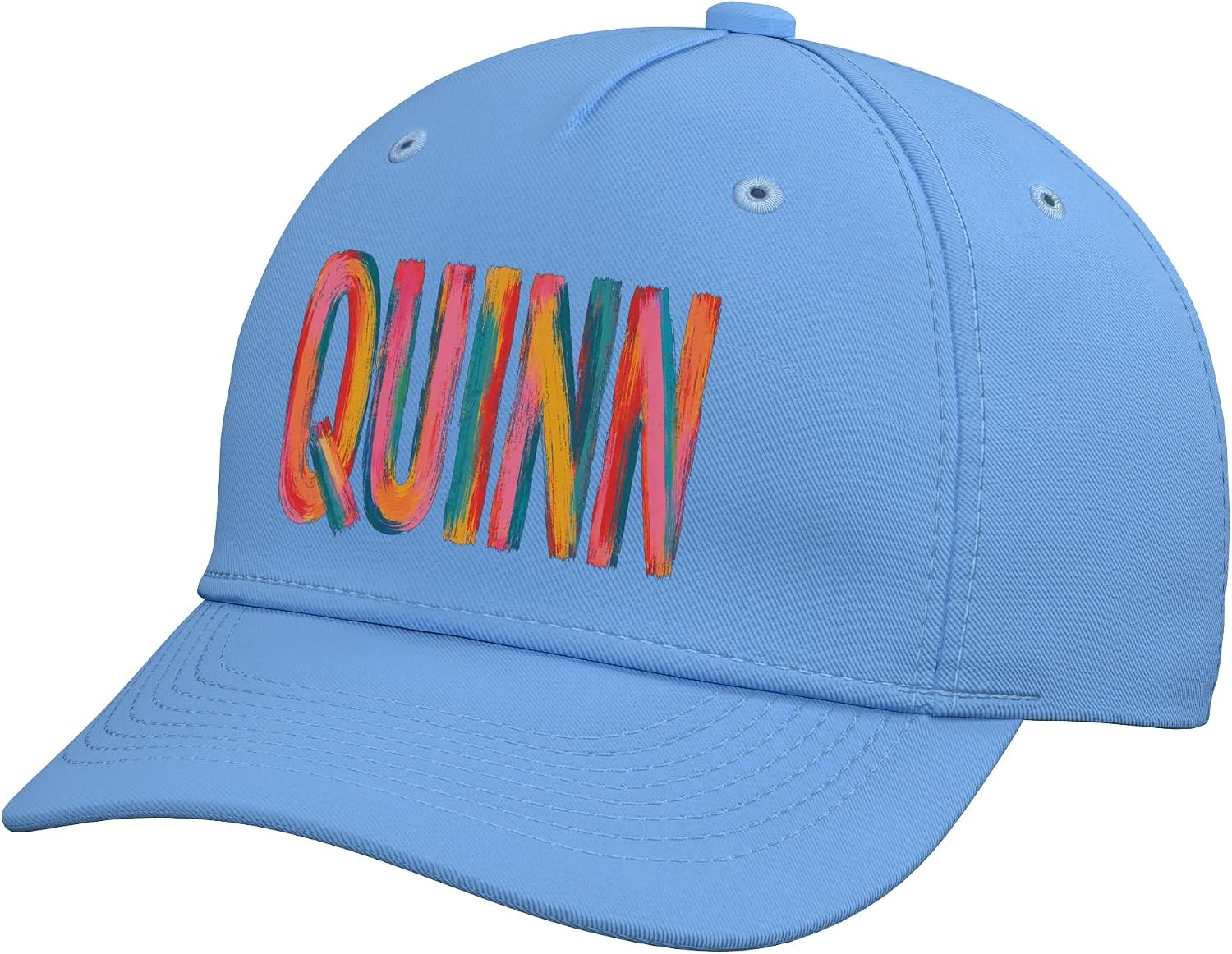 Quinn First Name Colorful Brushstroke Letters Adjustable Baseball Hat