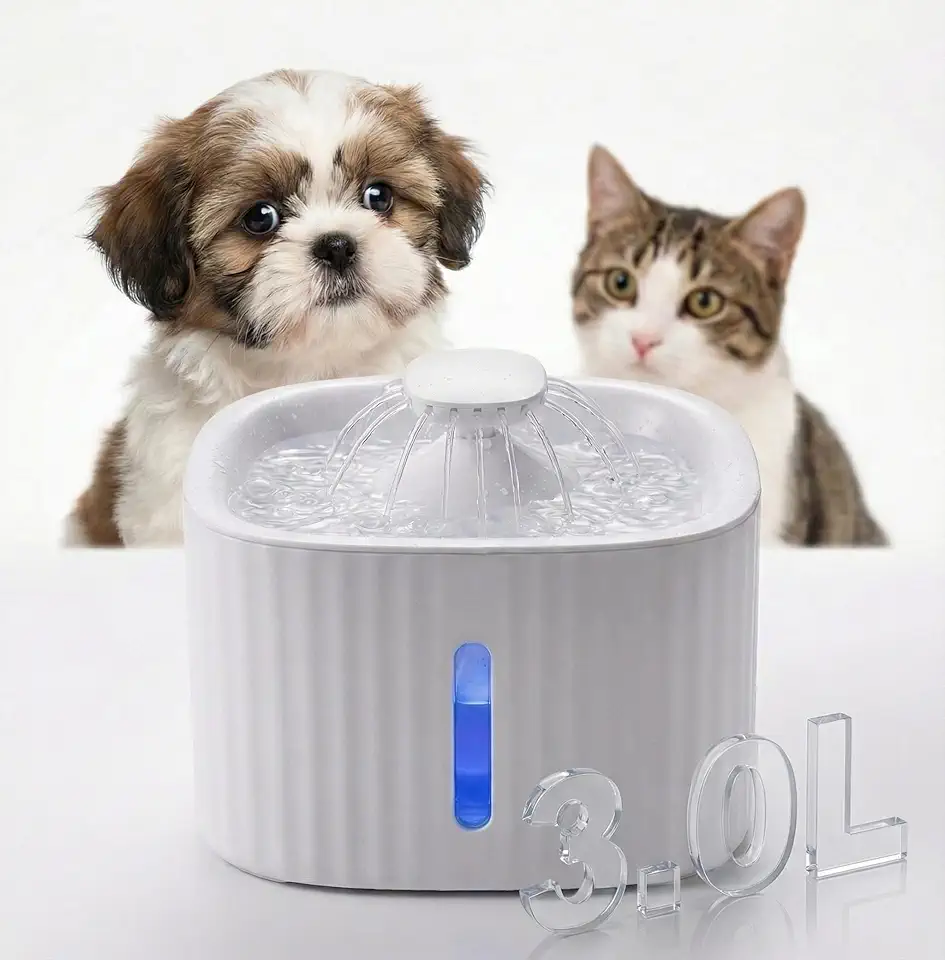 Bebedouro Automático para Pets Cães e Gatos | 3L de Capacidade | Filtro 3 Estágios | Boia Antigotejamento | Fluxo 360° | Saúde animal previne pedras nos rins | Material Resistente | Água Sempre Limpa