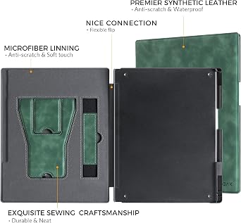 CoBak Case for Remarkable 2 Paper Tablet with Two Viewing Angles- Lightweight and Hard Back Shell Protective Book Folio Cover with Built-in Pen Holder - for 10.3 2020 Released (with Stand Emerald)