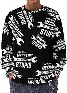 I May Be A Mechanic But I Can't Fix Stupid Men's Sweatshirts Basic Crew Neck Long Sleeve Pullover Sweater Tees Tops