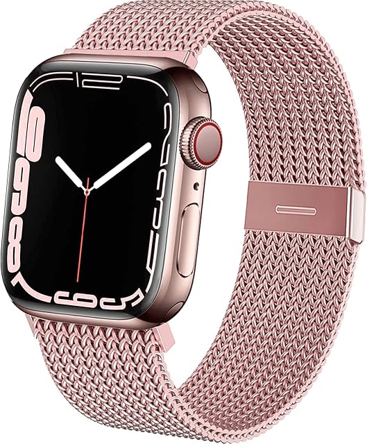 GURINA Straps Compatible with Apple Watch Strap 38mm 40mm 41mm, Metal Stainless Steel Mesh Loop Replacement Band Compatible with iWatch Ultra Series 8 7 6 5 4 3 2 1 SE, Rose Gold