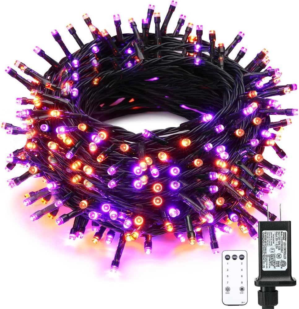 66FT 200 LED String Lights, Purple Halloween Lighting with 8 Modes, Indoor Outdoor Decorative Fairy Light for Holiday, Tree, Window, Party