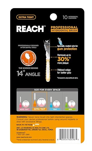 Miniatura 8 de Reach Limpiadores de cepillos interdentales, 0.039 pulgadas, apretados, protección de encías sensibles, removedor de placa para dientes, irrigadores